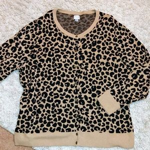 Leopard Print Cardigan Tan and Black 2X